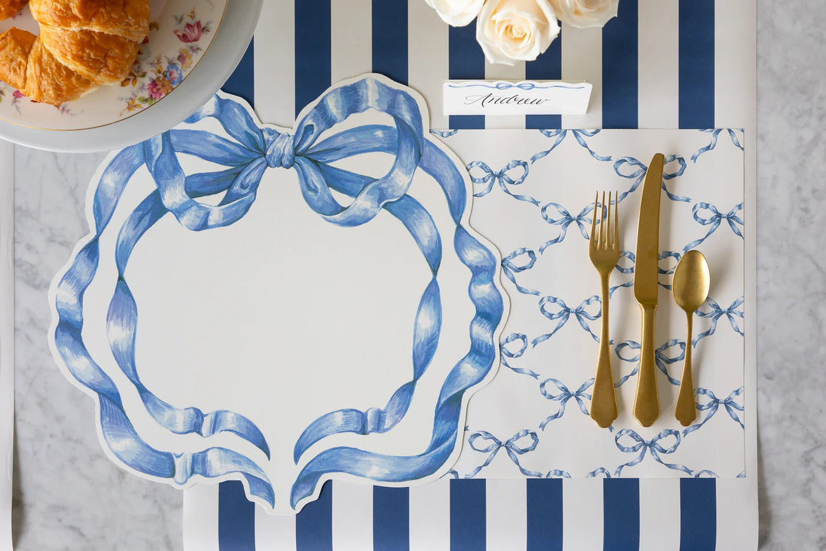 Die-cut Heirloom Blue Bow Placemat - The Preppy Bunny