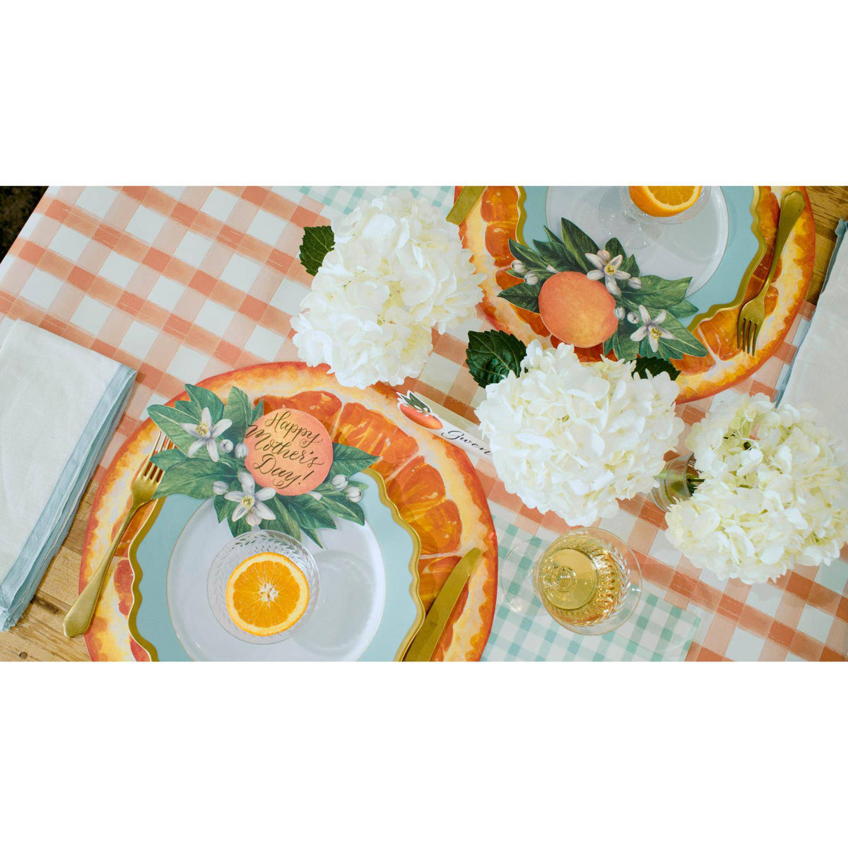 Orange Painted Check Runner - The Preppy Bunny