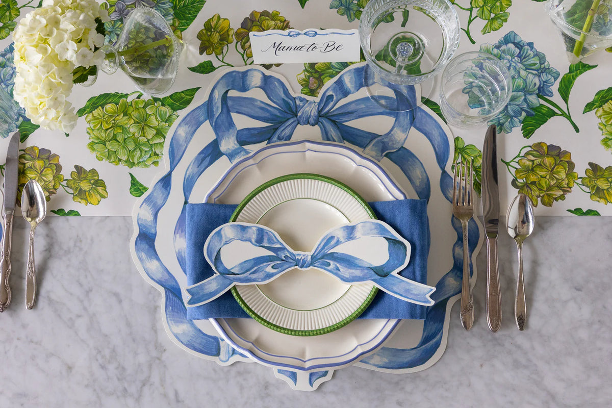 Die-cut Heirloom Blue Bow Placemat - The Preppy Bunny