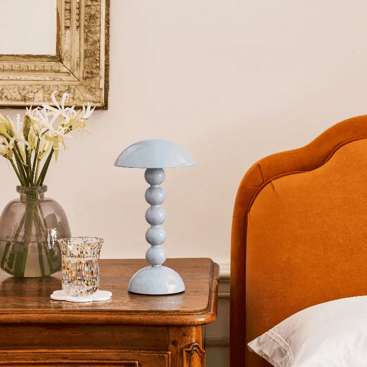 Pale Denim Lacquer Rechargeable Bobbin LED Lamp - The Preppy Bunny