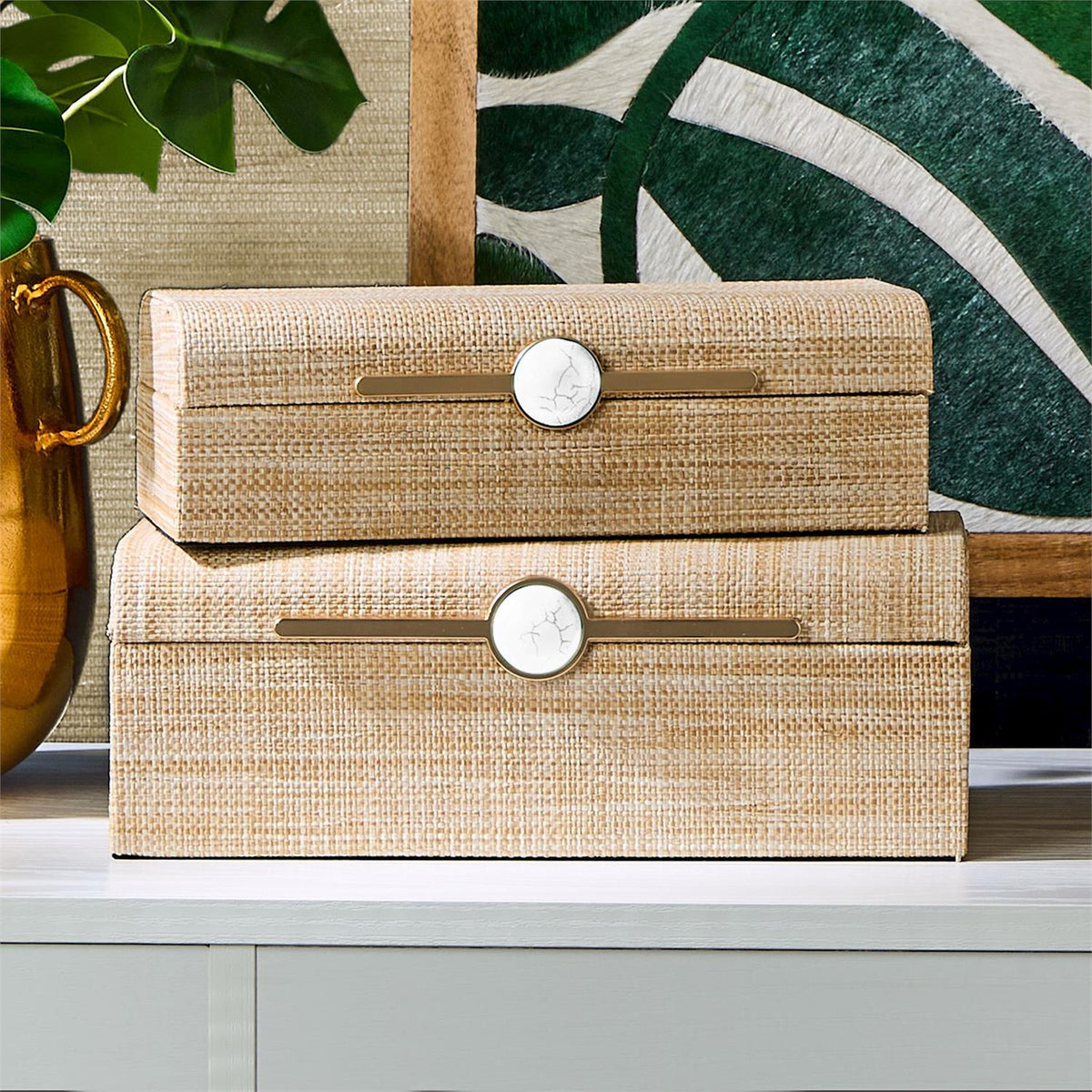 Monaco Natural Grass Decorative Box - The Preppy Bunny