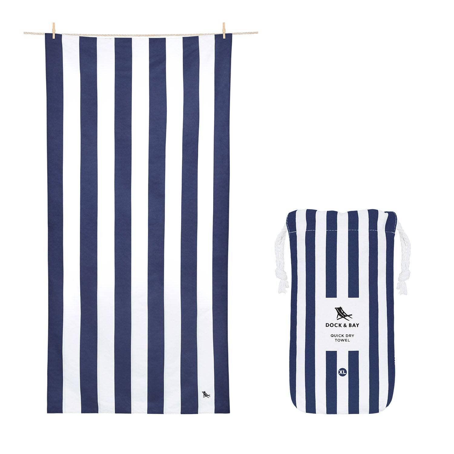 Cabana Stripe Whitsunday Navy Beach Towel - 2 sizes - The Preppy Bunny
