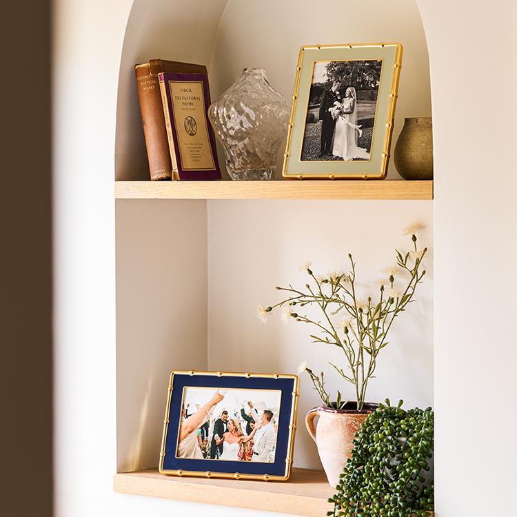 Navy & Gold Bamboo Enamel Photo Frame - The Preppy Bunny