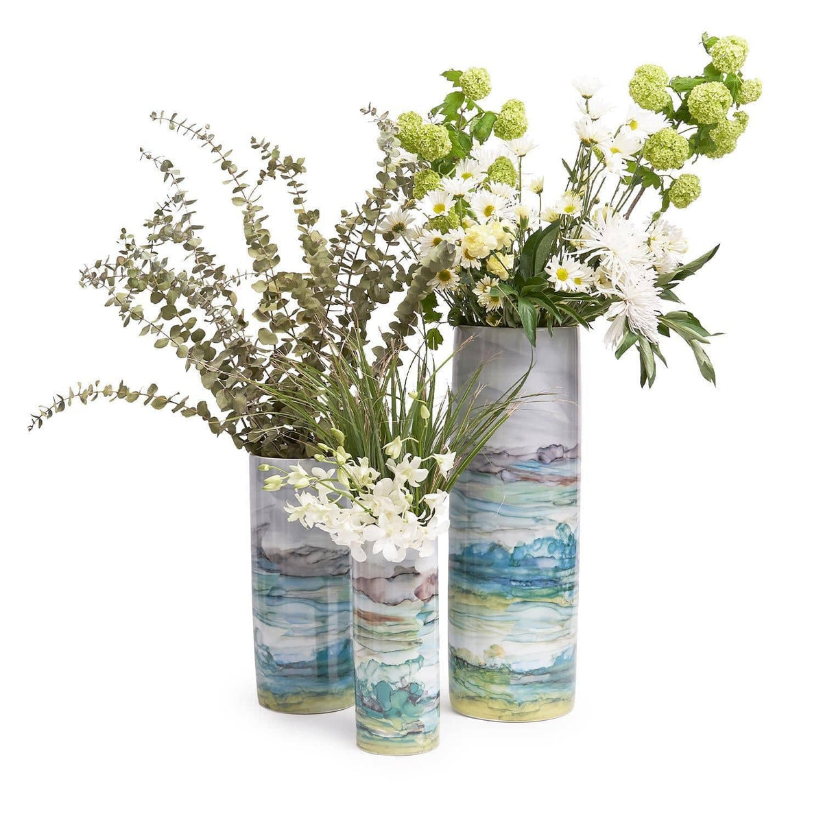Sea and Landscape Porcelain Cylinder Vase - 3 sizes available - The Preppy Bunny