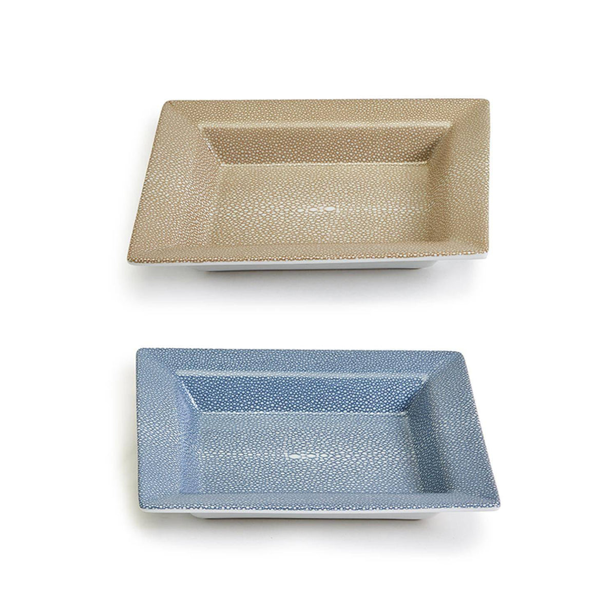 Embossed Shagreen Porcelain Decorative Tray 2 Colors: Camel, French Blue - The Preppy Bunny