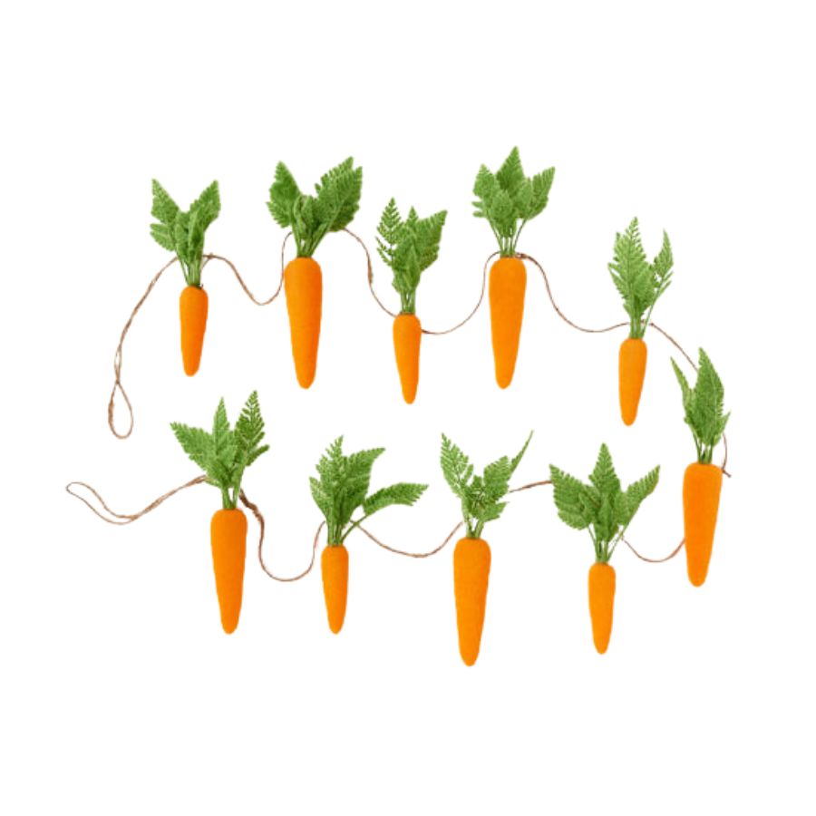 Flocked Carrot Garland - The Preppy Bunny