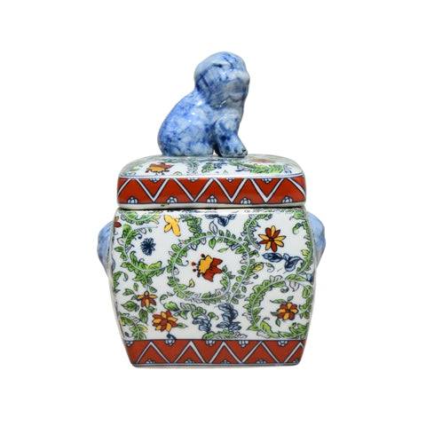 Porcelain Foo Dog Jar with Lid - The Preppy Bunny