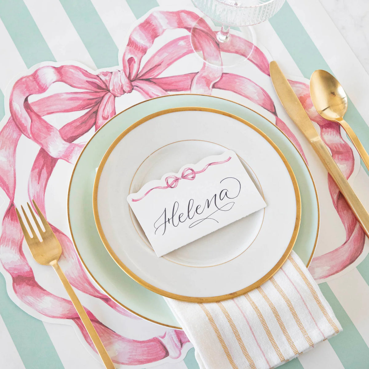 Die-cut Pink Bow Placemats - The Preppy Bunny
