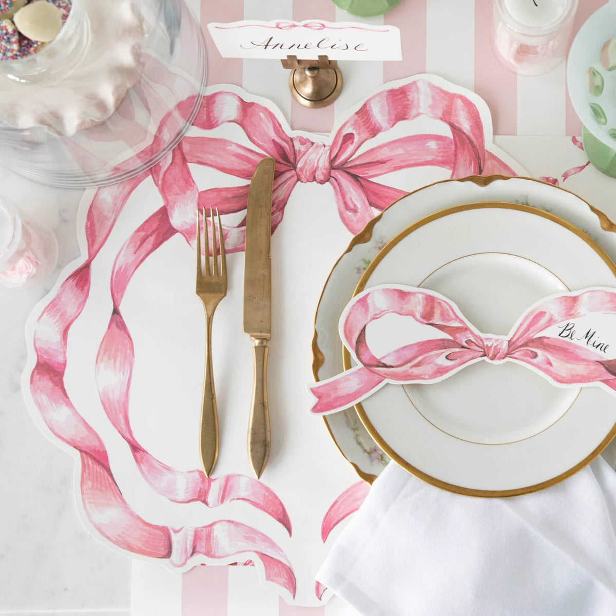 Die-cut Pink Bow Placemats - The Preppy Bunny