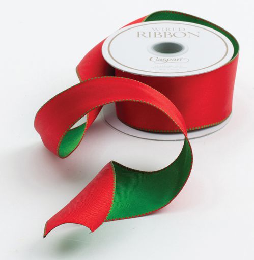 Green &amp; Red Reversible Ribbon - 8 Yard Spool