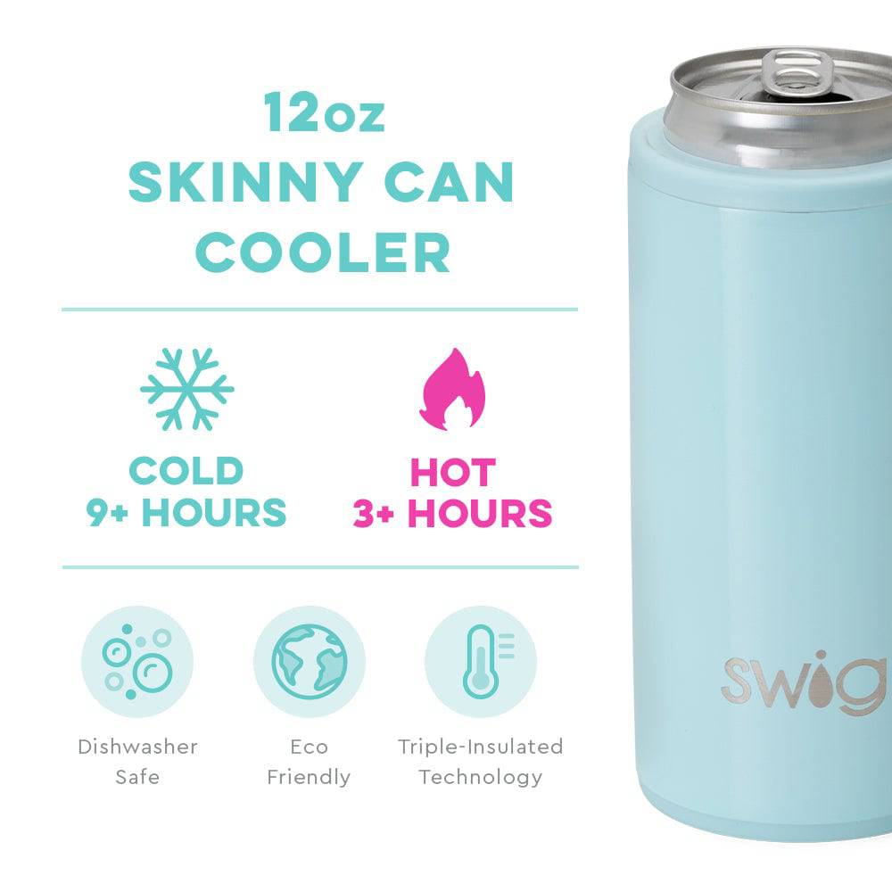 Shimmer Aquamarine Skinny Can Cooler (12oz) - The Preppy Bunny
