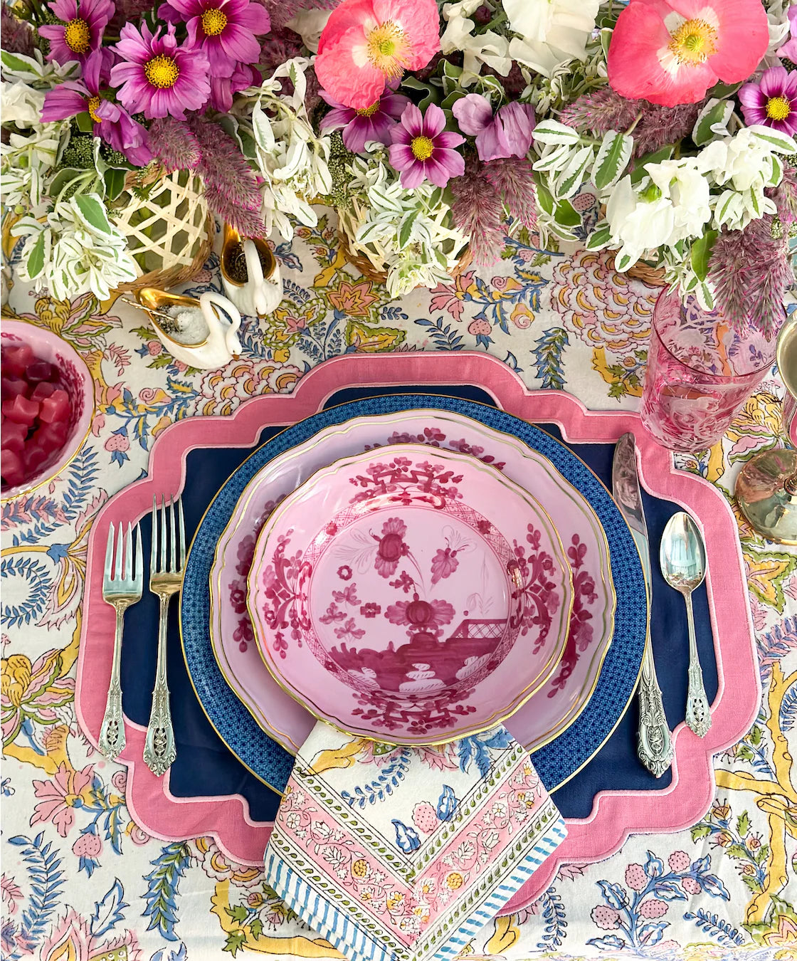 Pastel Spring Block Print Dinner Napkin - Set of 4 - The Preppy Bunny