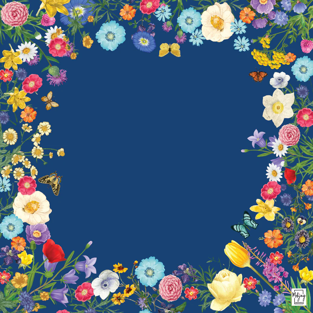 Sapphire Blue Garden Mahjong Mat - The Preppy Bunny