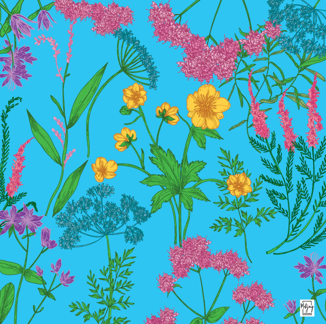 Garden Glow Mahjong Mat in Turquoise - The Preppy Bunny