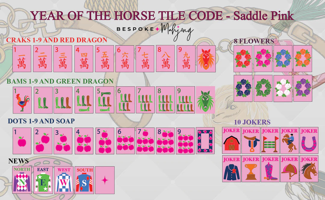 Year of the Horse Mahjong Tiles in Saddle Pink - The Preppy Bunny