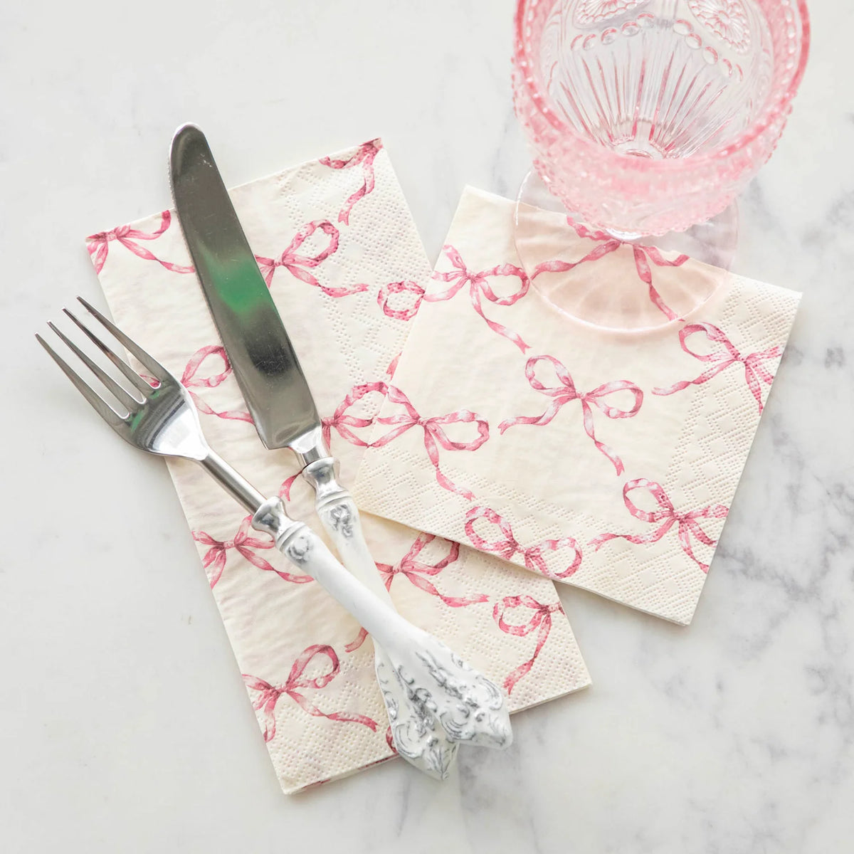 Pink Bow Lattice Guest Napkins - The Preppy Bunny
