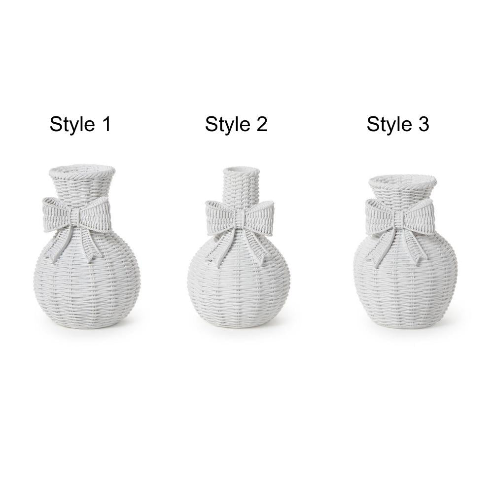 Basket Weave Pattern White Vase - The Preppy Bunny