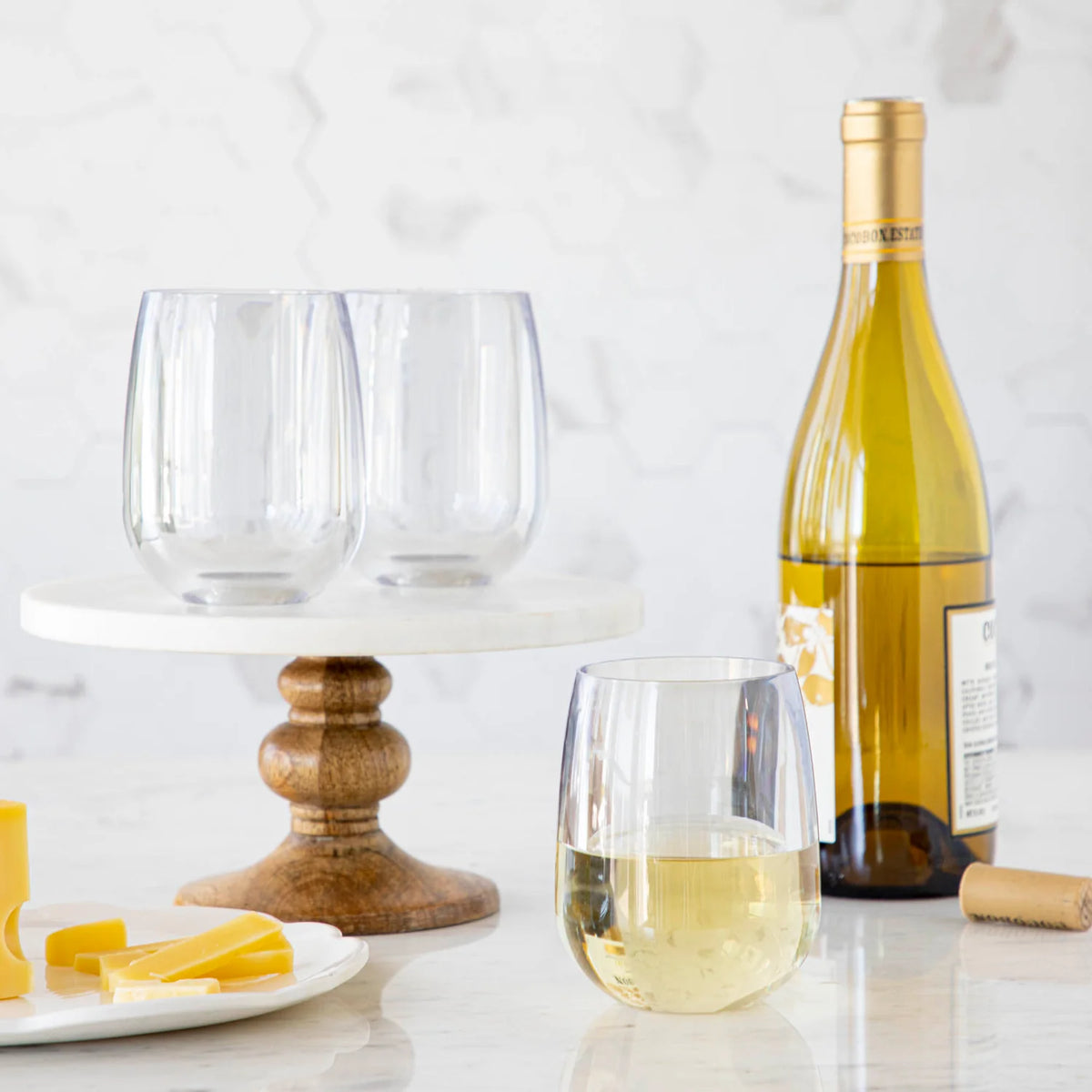 Clear Stemless Wine Glass - The Preppy Bunny