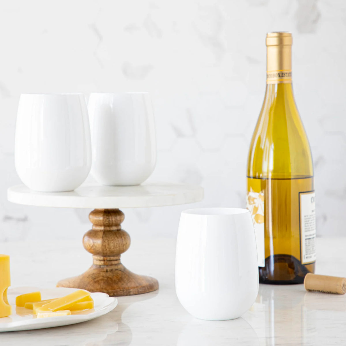 White Stemless Wine Glass - The Preppy Bunny