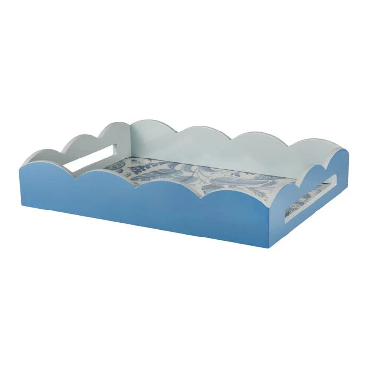 Palm Beach Blue Lacquered Scallop Medium Tray - The Preppy Bunny