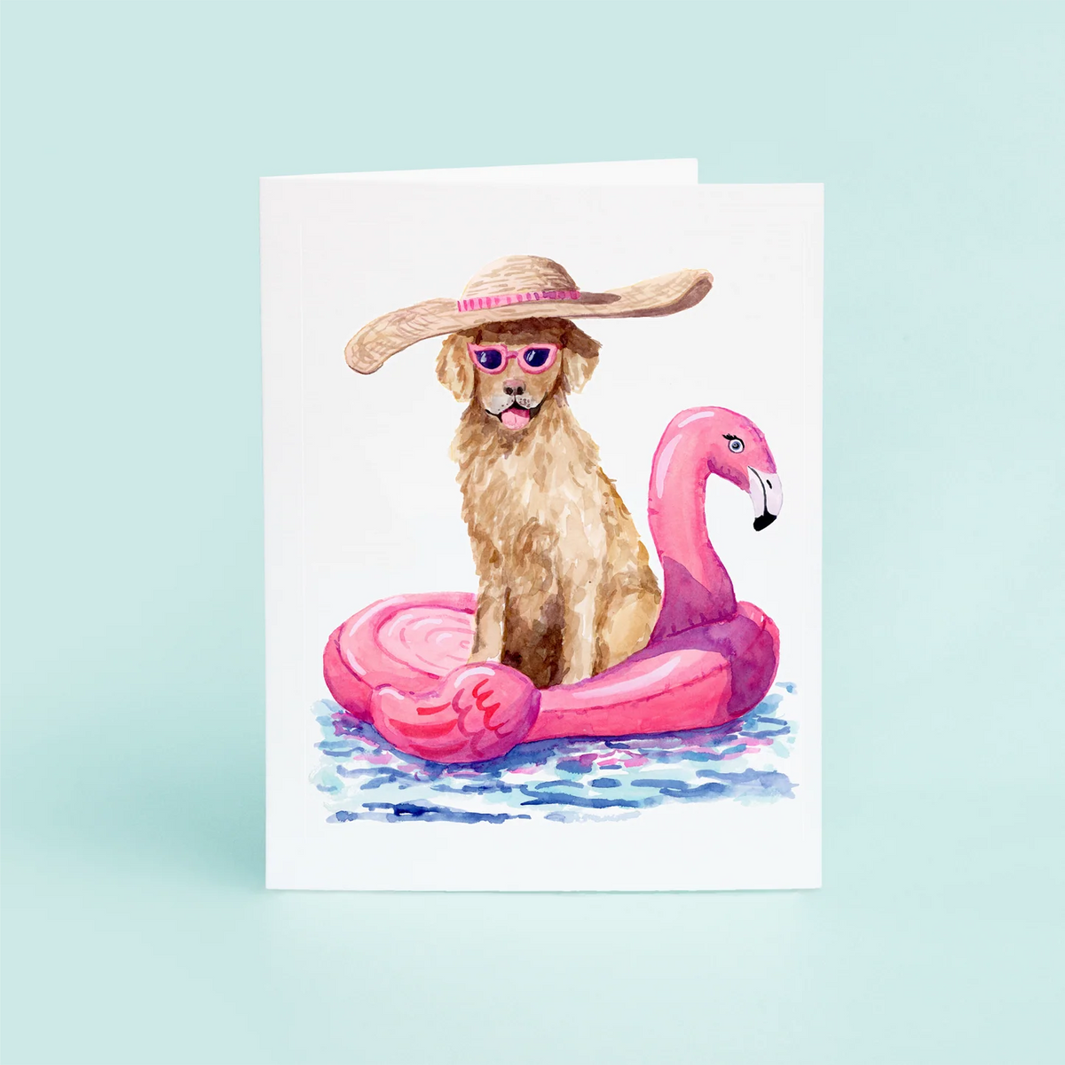 Pool Dog Greeting Card - The Preppy Bunny