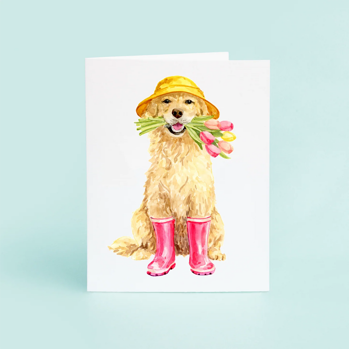 Dog in Rainboots Greeting Card - The Preppy Bunny