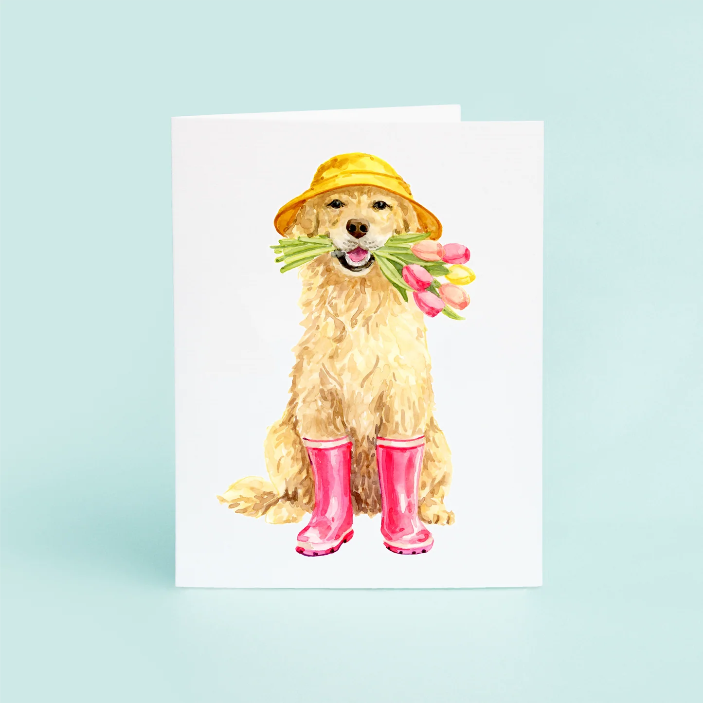Dog in Rainboots Greeting Card - The Preppy Bunny