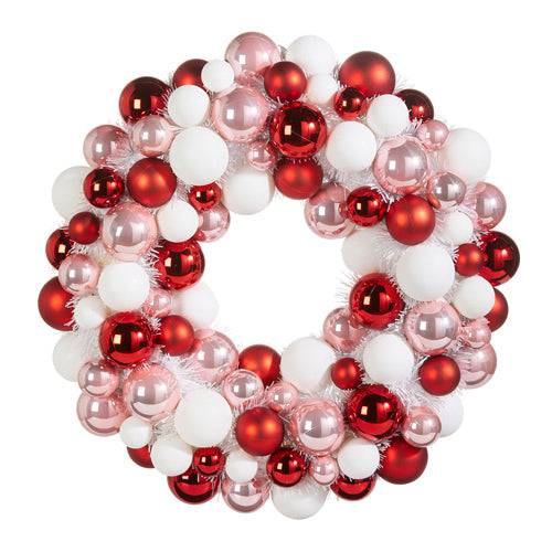 22" Multicolor Ornament Ball Wreath - The Preppy Bunny