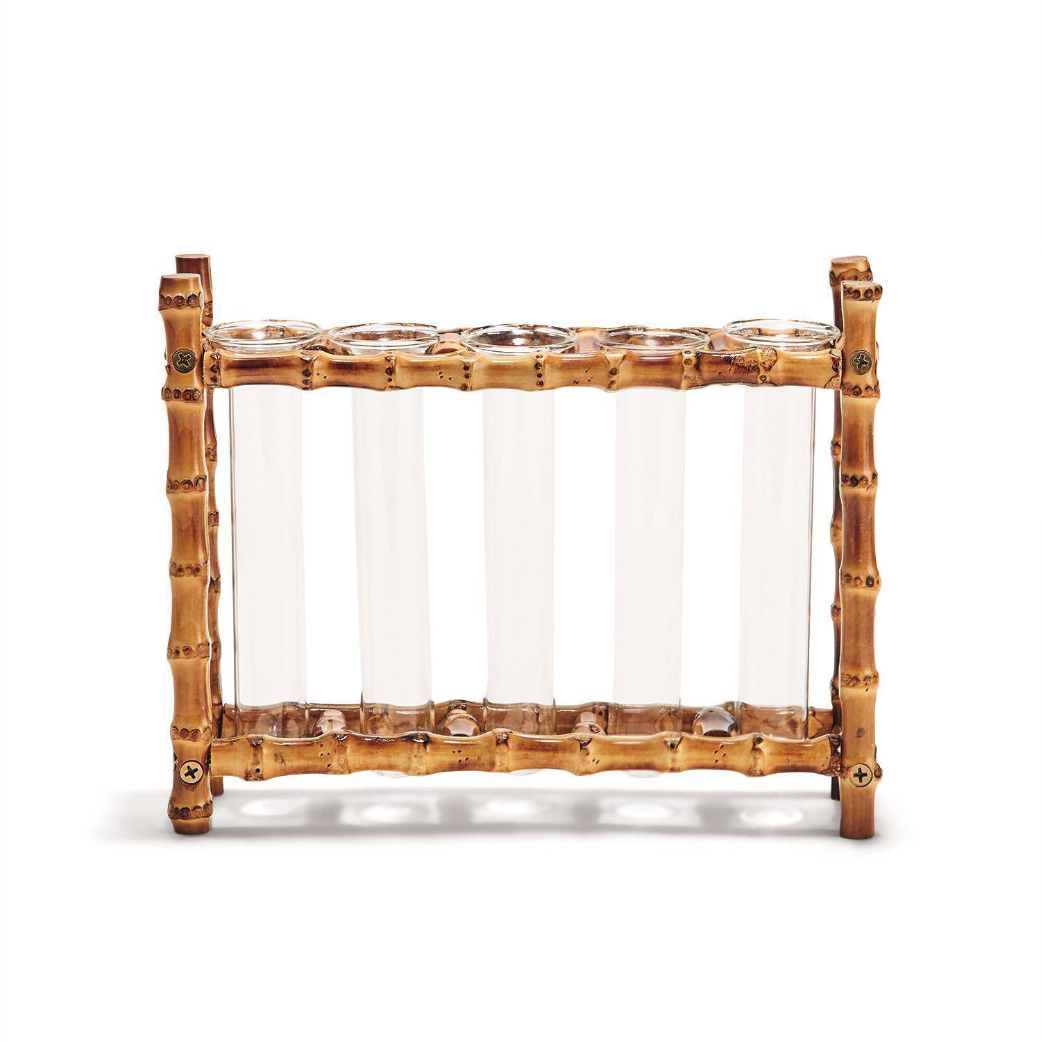 Natural Bamboo Vase with 5 Glass Tubes - The Preppy Bunny