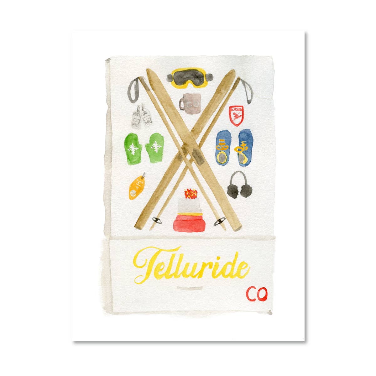 Telluride Matchbook Watercolor Print: 5&quot; x 7&quot; PRINT ONLY - The Preppy Bunny