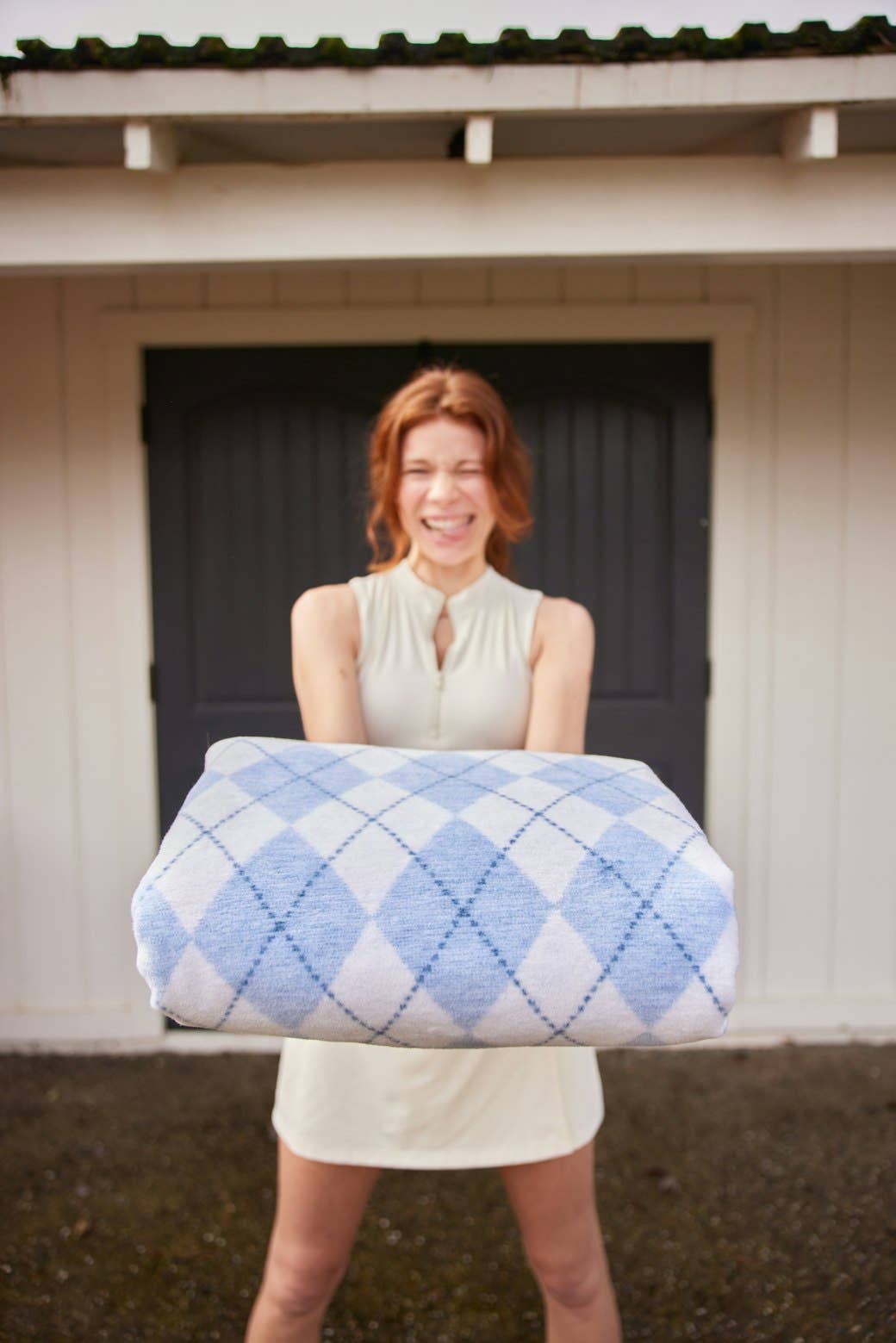 Blue Argyle ChappyWrap Blanket - The Preppy Bunny