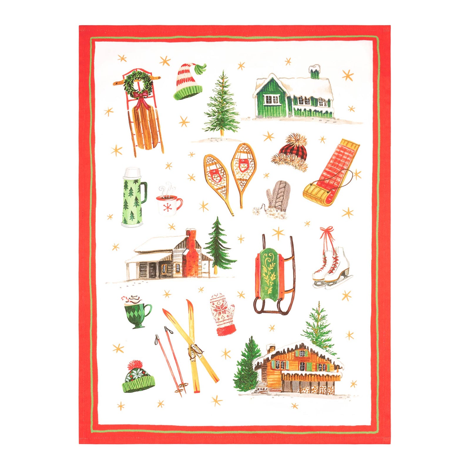 Sleds And Skis Kitchen Towel - The Preppy Bunny