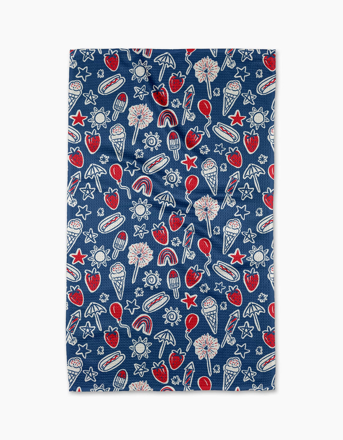 Summer Fun in Blue Tea Towel by Geometry - The Preppy Bunny