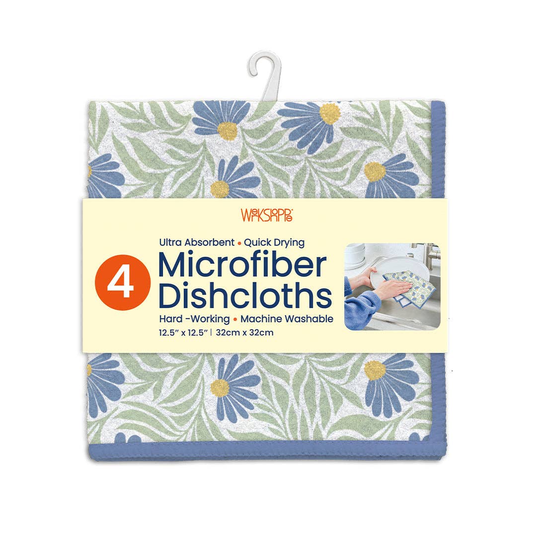 Blue Coneflower Microfiber Dishcloths, Ultra Absorbent Towel - The Preppy Bunny