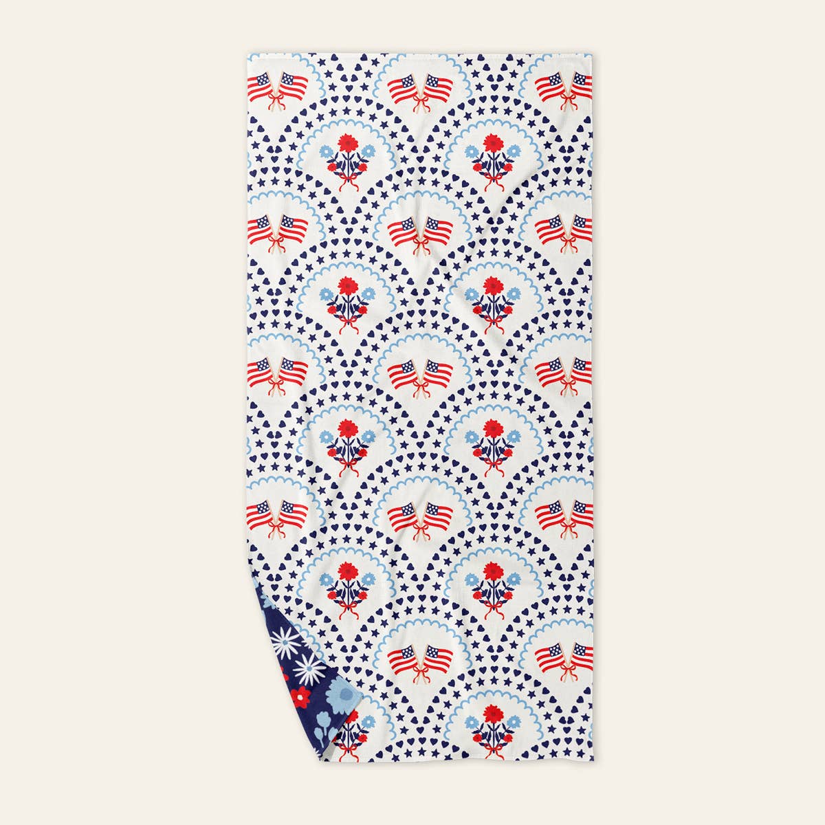 XL Quick-Dry Beach Towel in All American Darling - The Preppy Bunny