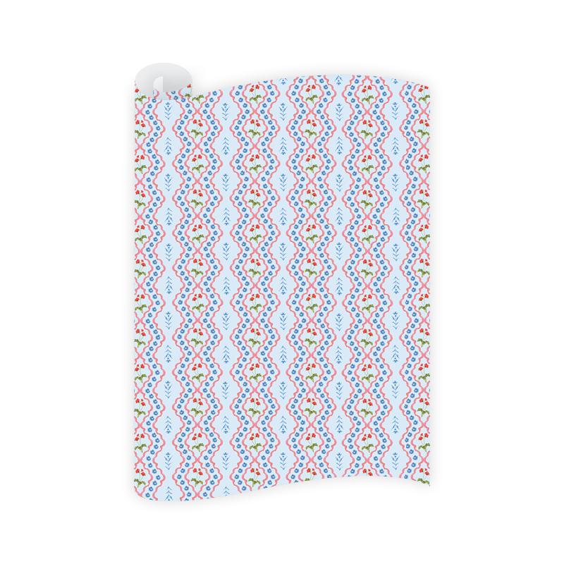 Lamia Damask Blue Wrapping Paper Roll - The Preppy Bunny