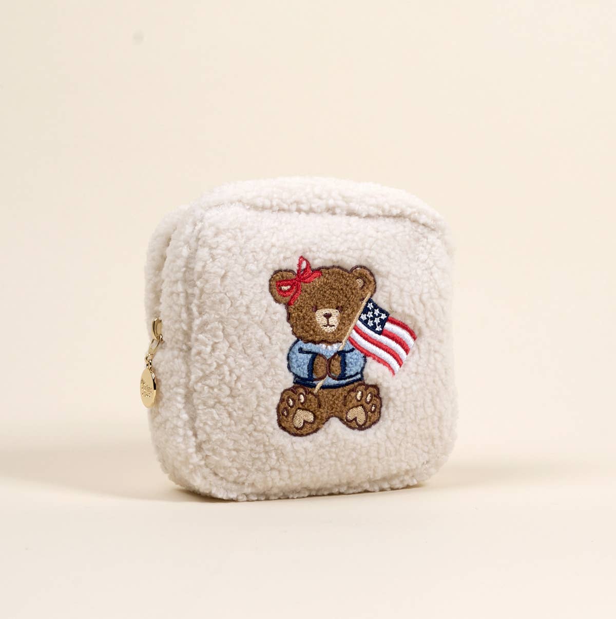 Teddy Pouch–Square Star Spangled Bear - The Preppy Bunny