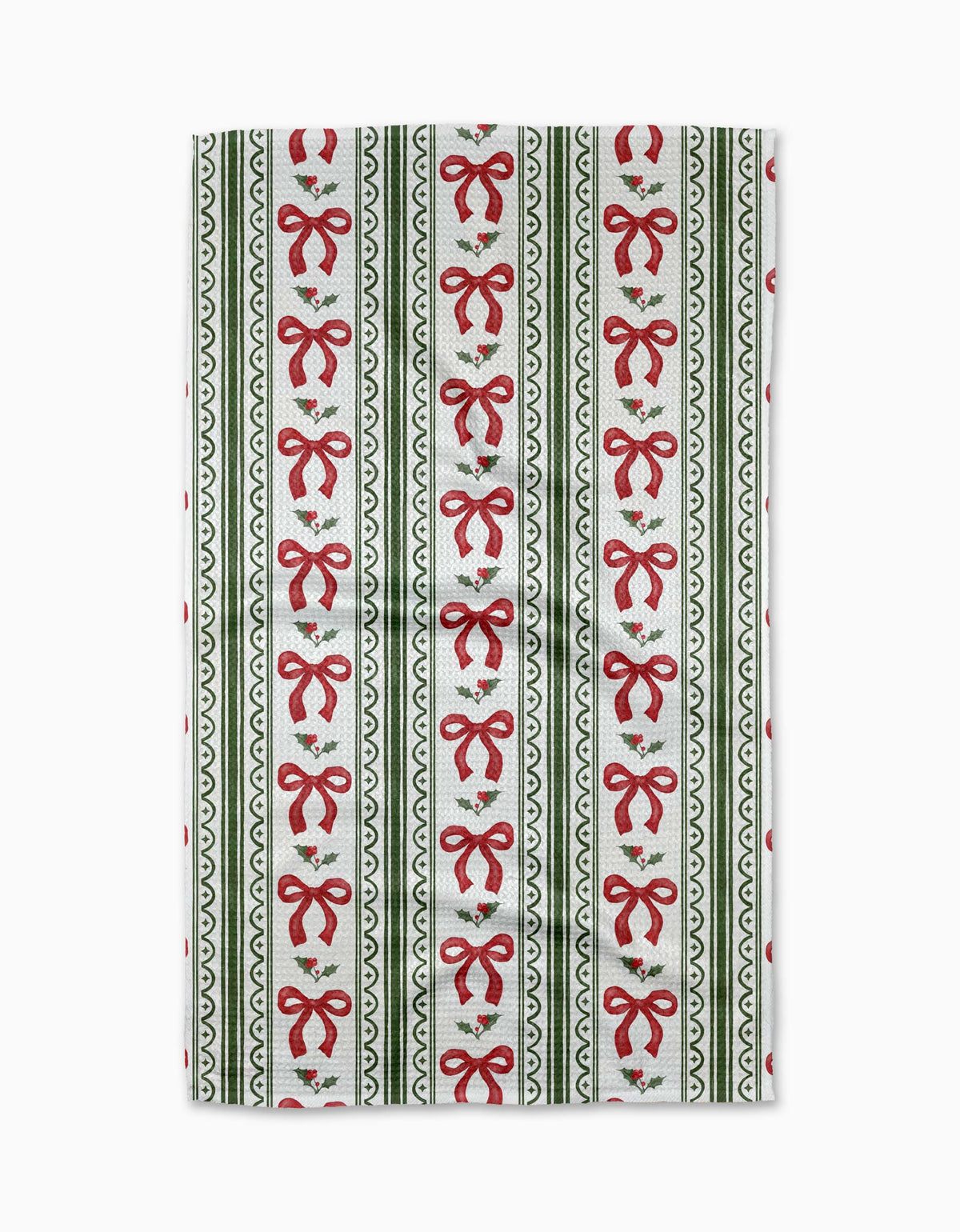 Christmas Bow Stripe Tea Towel by Geometry