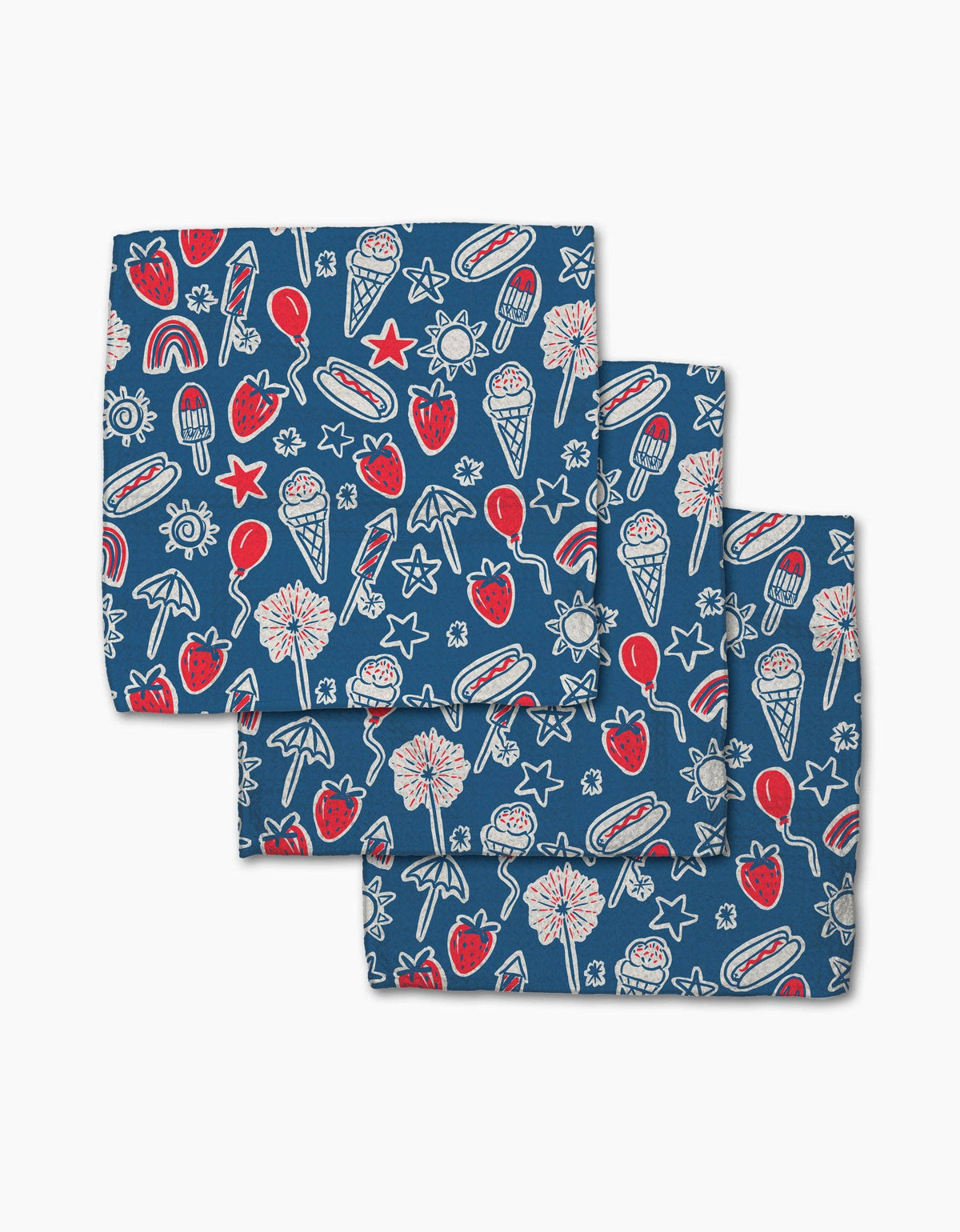 Summer Fun in Blue Dishcloth Set by Geometry - The Preppy Bunny