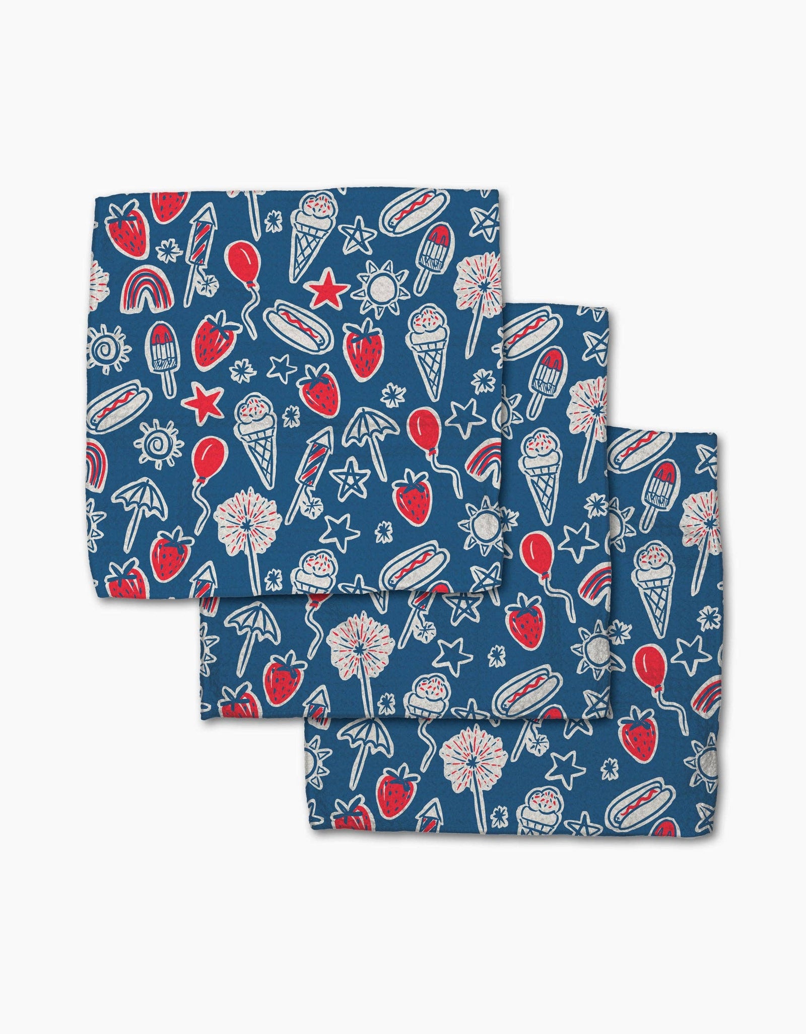 Summer Fun in Blue Dishcloth Set by Geometry - The Preppy Bunny