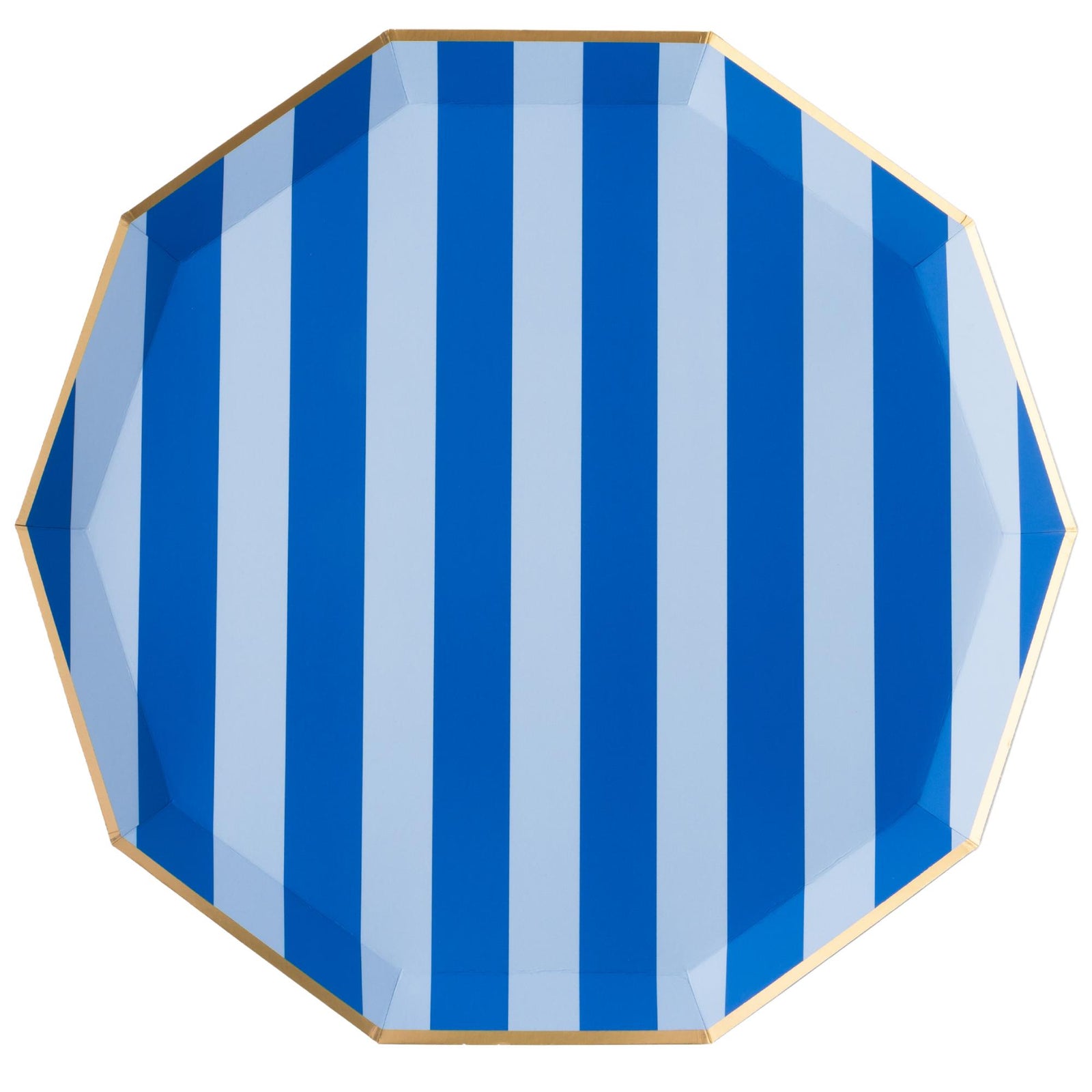 LIGHT & DARK BLUE SIGNATURE CABANA STRIPE LARGE PLATES - The Preppy Bunny