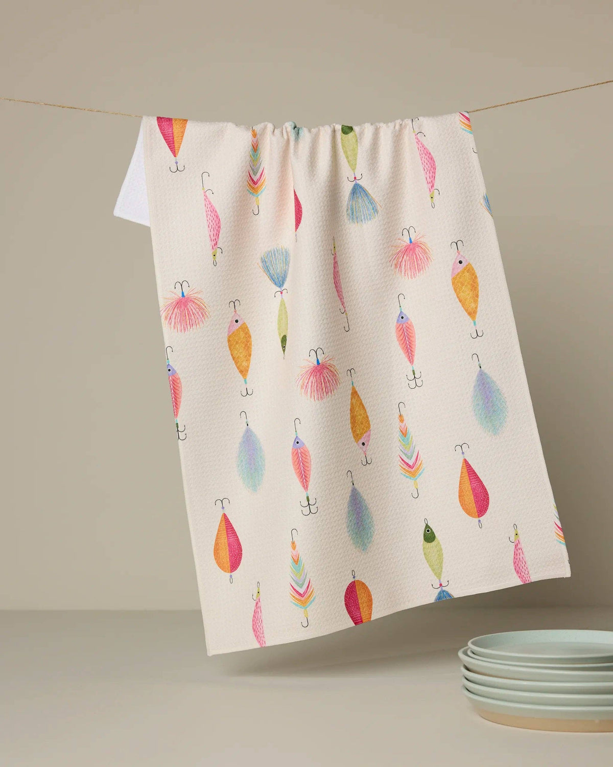 Fishing Lures Tea Towel by Geometry
