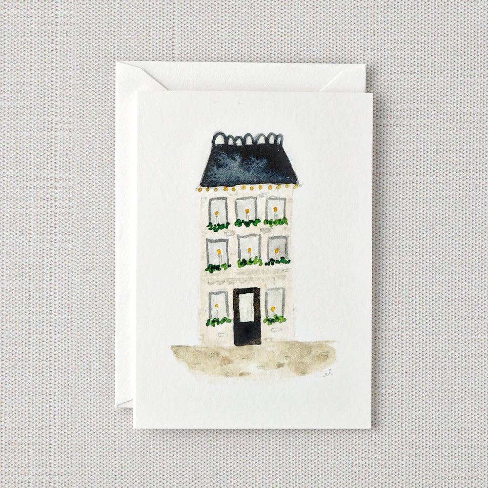 blue roof house mini notecard - The Preppy Bunny