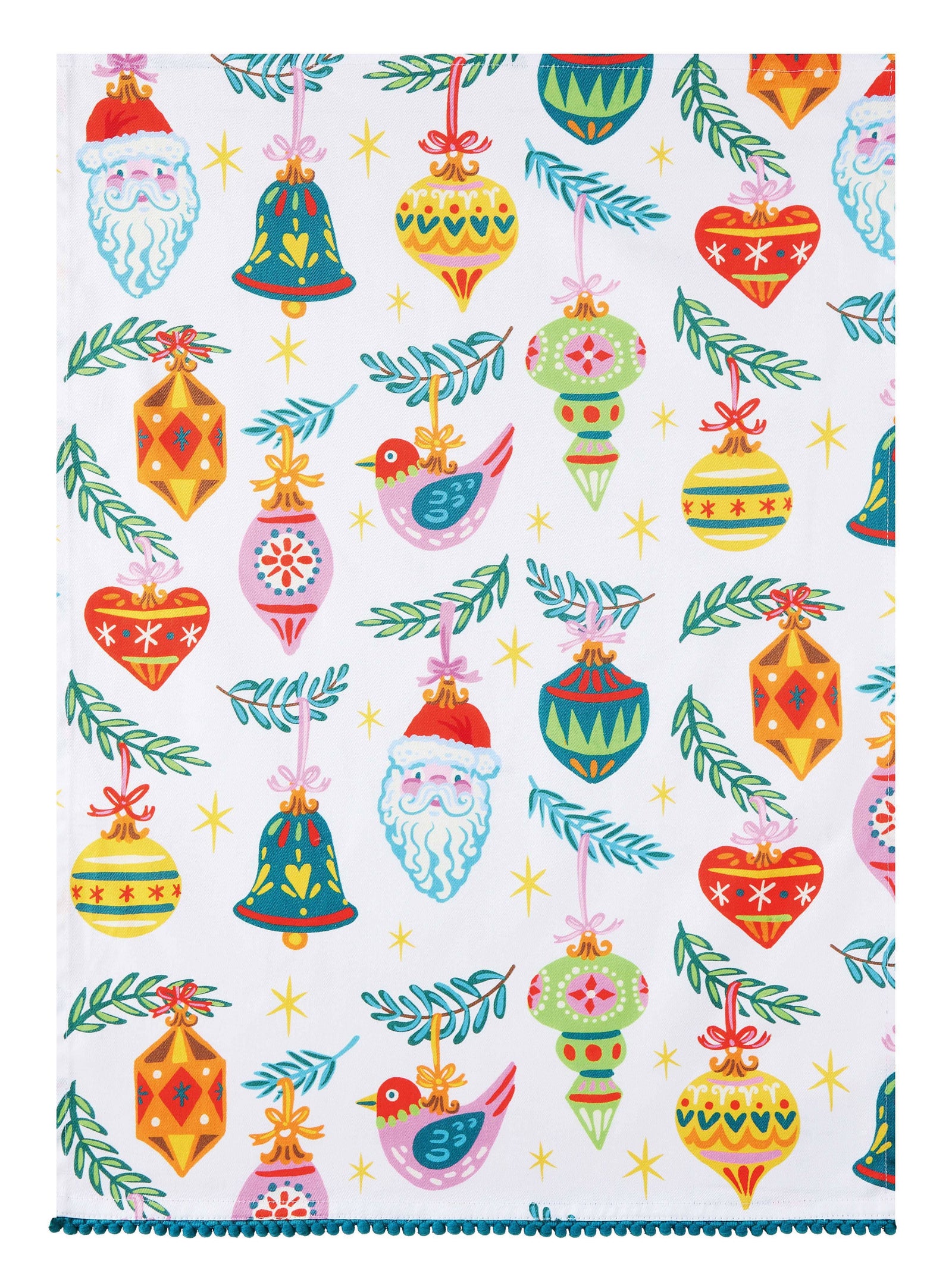 Ornaments Holiday w/ Pom Pom Kitchen Towel - The Preppy Bunny