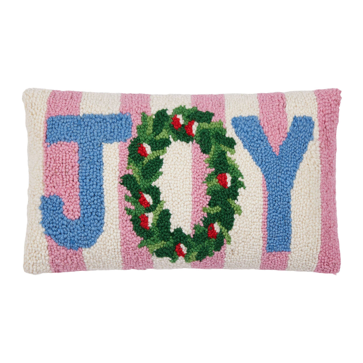 Pink Stripe Joy Hook Pillow - The Preppy Bunny