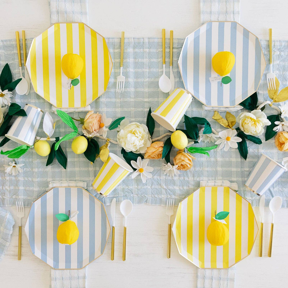 Yellow Cabana Signature Stripe Paper Plates - The Preppy Bunny