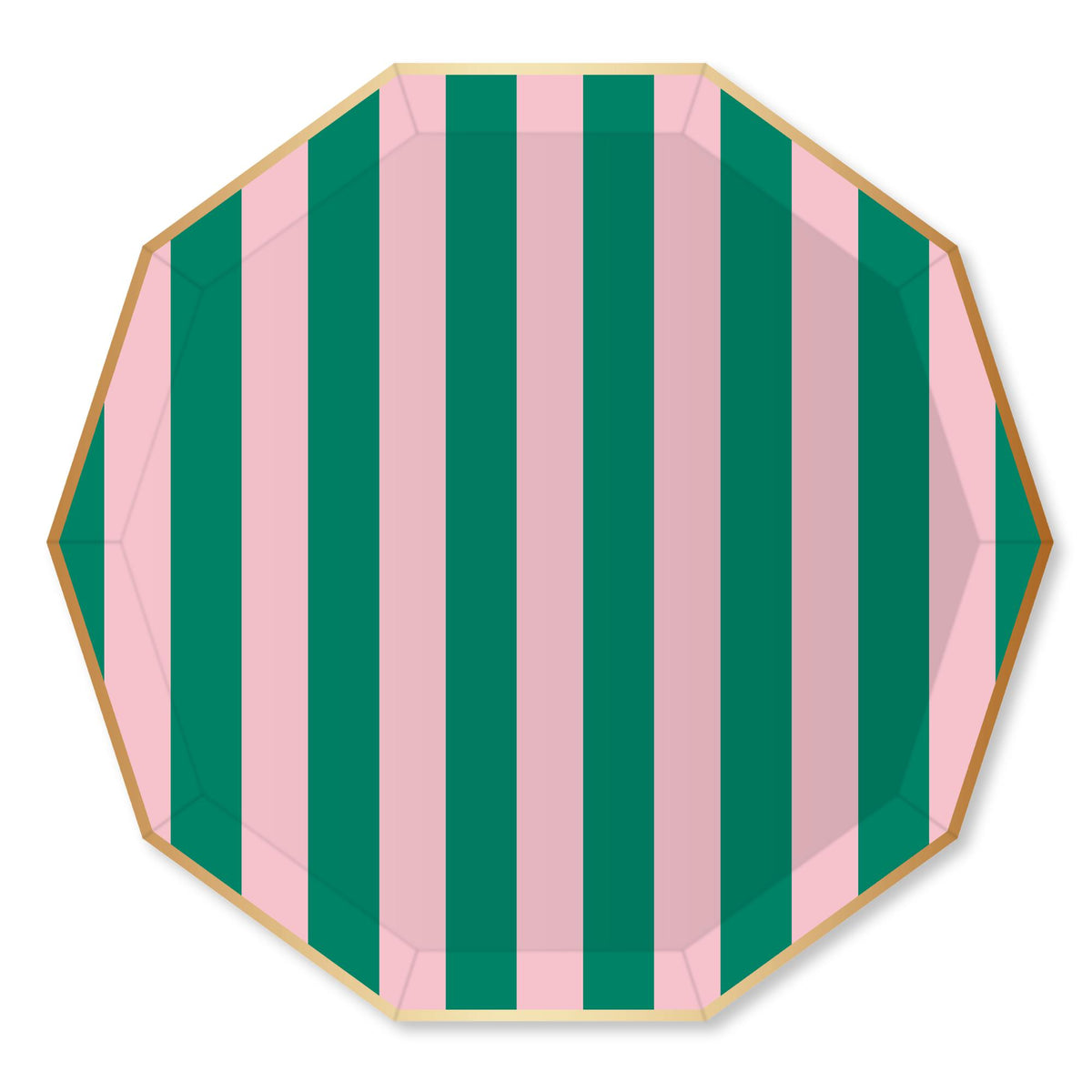 Pink &amp; Green Signature Cabana Stripe Large Paper Plates