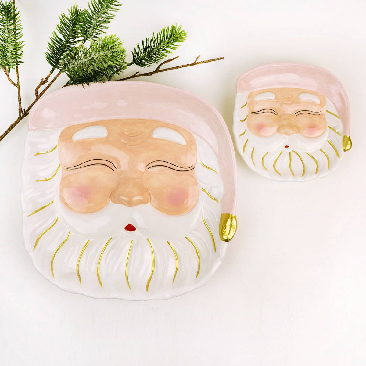 Pink Hat Santa Dessert Plate