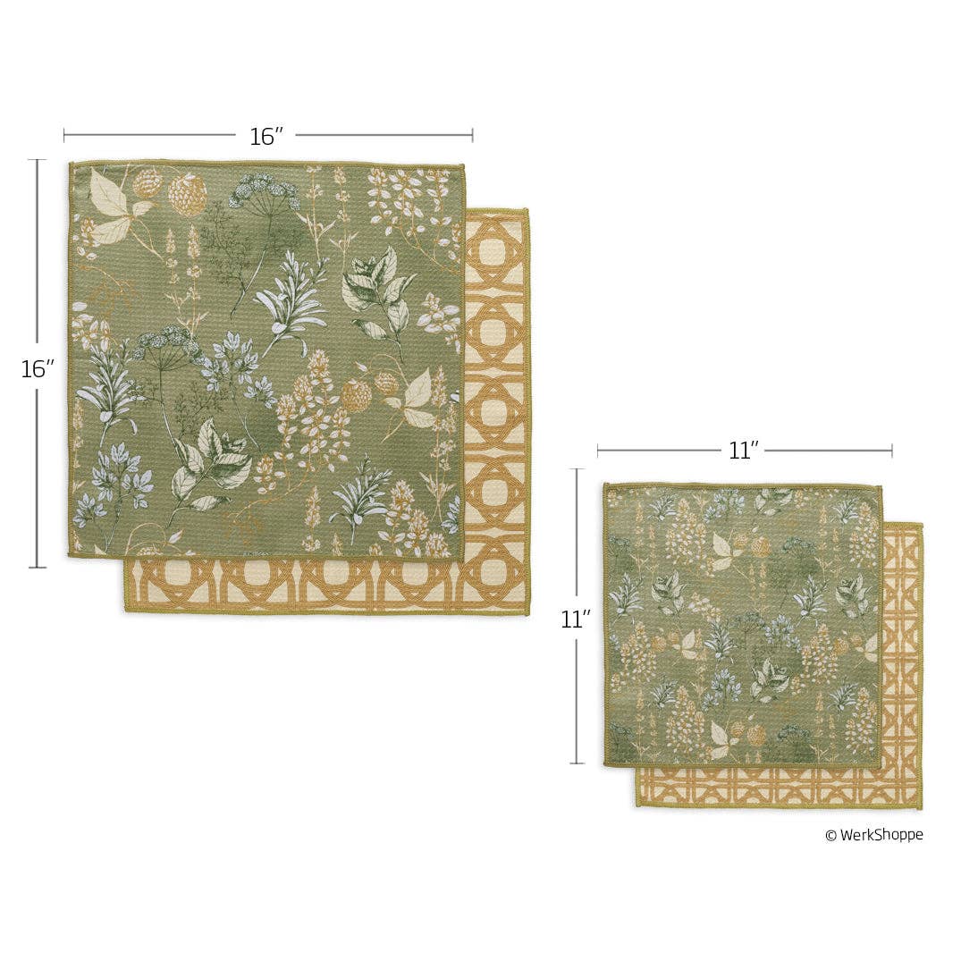 Kitchen Herbs All Purpose Towels, Ultra Absorbent, Set of 4