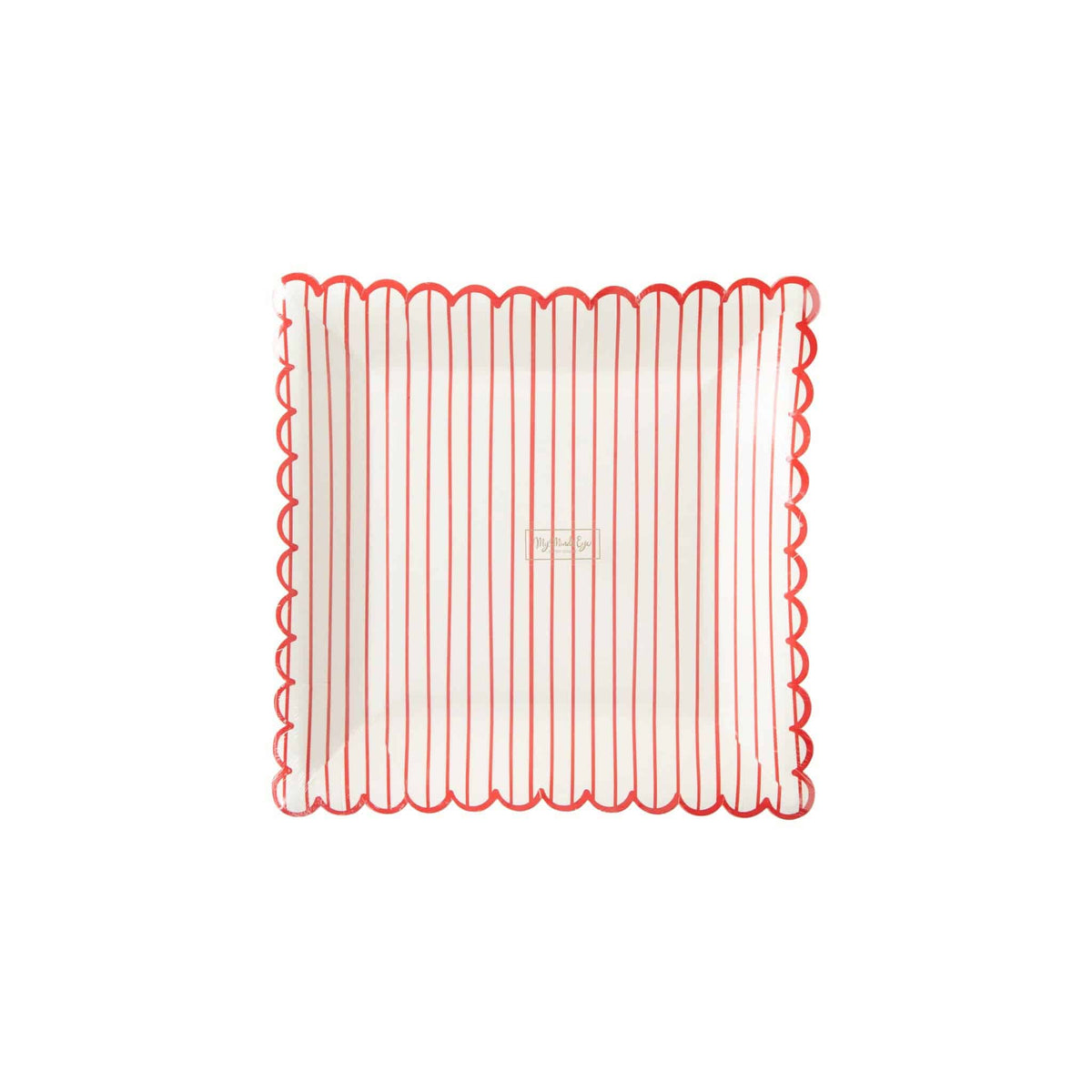 Valentine Red Striped Scalloped Plates - The Preppy Bunny